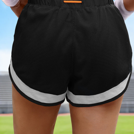 Fisoew Women's Black 2 in 1 Running High Split Athletic Shorts - Fisoew