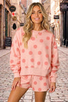 Polka Dot Sweatshirts With Short Sets
