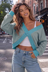 V Neck Long Sleeve Wrap Sweatshirt