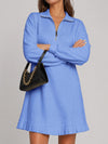 Half Zip Pleated Collared Sweatshirt Dresses