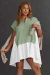 Fisoew Women's Green Oversized Patchwork Mini Dress - Fisoew