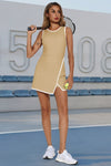 Women's Khaki Workout Sleeveless Tennis Dress Fisoew - Fisoew