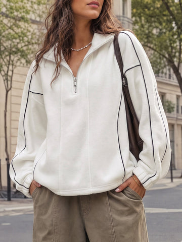Half-Zip Drawstring Hemline Sweatshirts