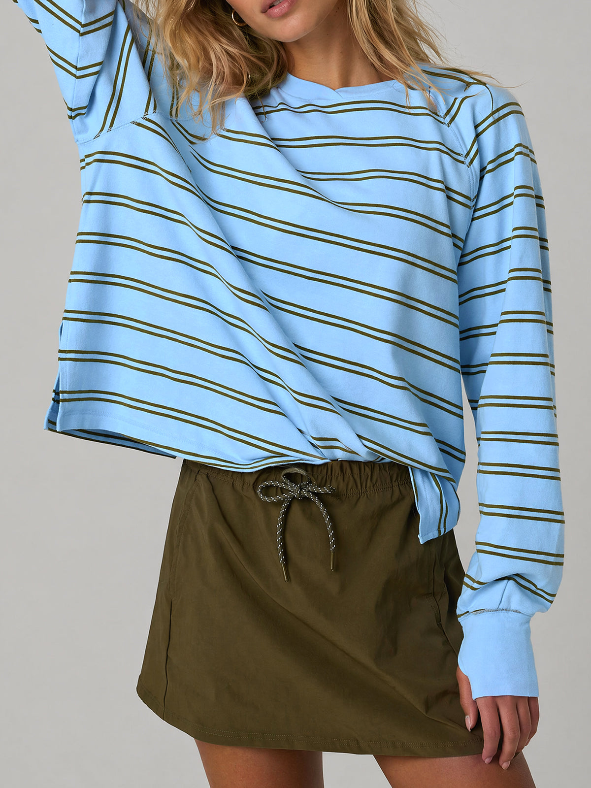 Soft Striped Long Sleeve T Shirt - Fisoew