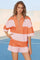 Womens Orange 2 Piece Outfits Striped Sets Fisoew - Fisoew