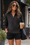 Mock Turtleneck Half Zip Sweatshirts - Fisoew