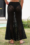 Fisoew Women's Black High Waist  A Line Lace Maxi Skirt - Fisoew