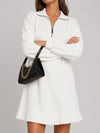 Half Zip Pleated Collared Sweatshirt Dresses