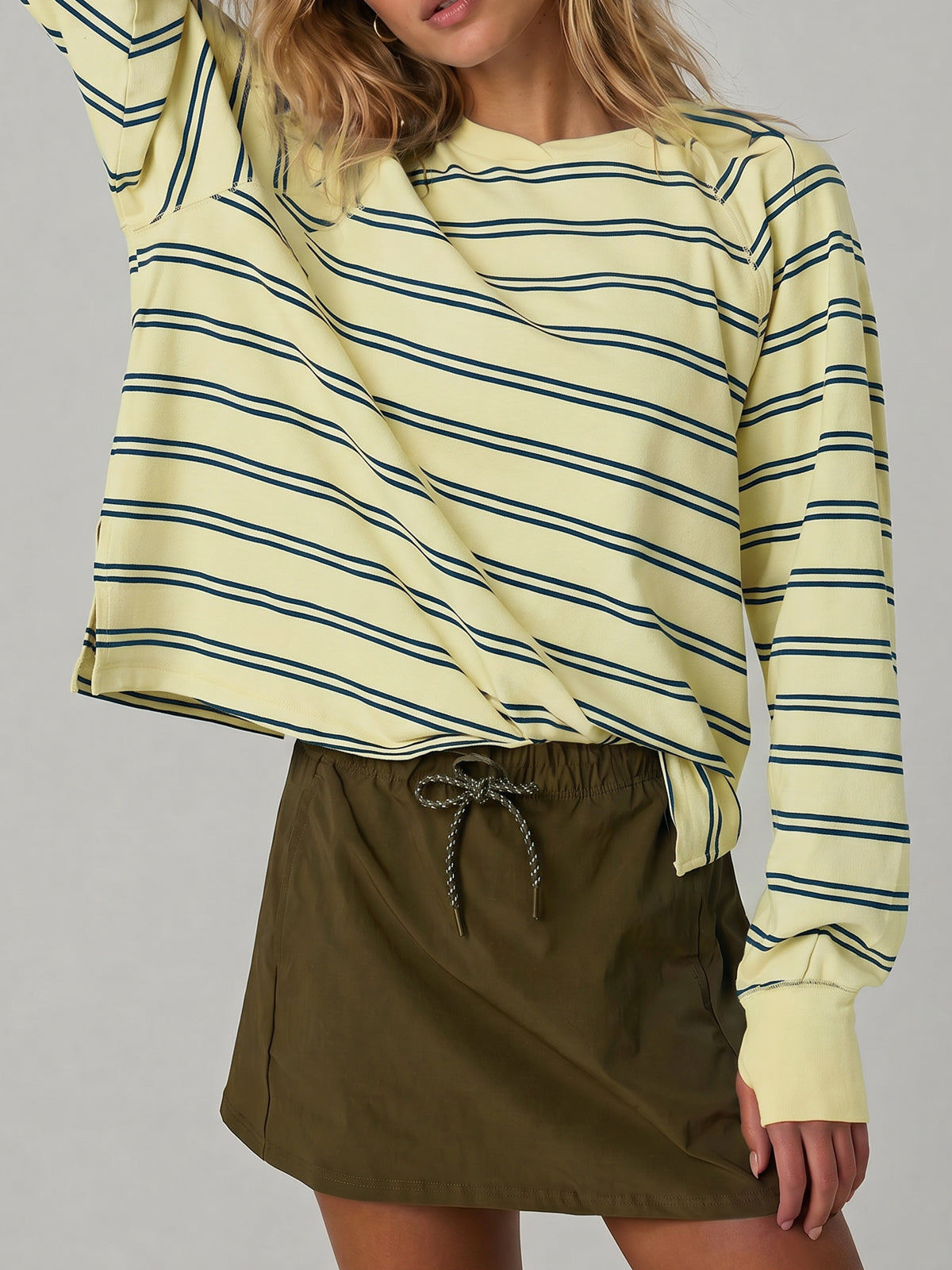 Soft Striped Long Sleeve T Shirt - Fisoew