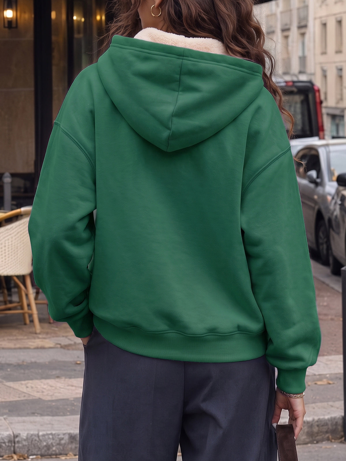 Hoodies Half Zip Fuzzy Fleece Sweatshirts - Fisoew