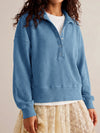 Waffle Knit Button Henley Pullover Sweatshirt - Fisoew