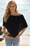 Fisoew Women's Black Sheer Shawl Boho Crochet Cover Ups - Fisoew