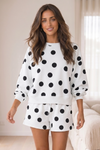 Polka Dot Sweatshirts With Short Sets