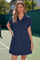 Womens Navy Collared V Neck Dresses Fisoew - Fisoew