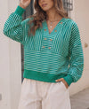 V Neck Striped Cropped Hoodies