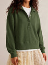Waffle Knit Button Henley Pullover Sweatshirt - Fisoew
