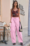 Fisoew Women's Pink Barrel Baggy Cargo Pants - Fisoew