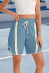 Fisoew Women's Blue Baggy Cargo Workout Running Athletic Yoga Shorts - Fisoew