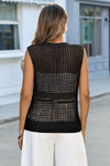 Fisoew Women's Black Scoop Neck Crochet Boho Cover Ups - Fisoew