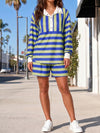 Lapel Neck Buttons Sweatshirt With Short Sets - Fisoew