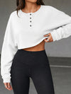 Long Sleeve Oversized Cropped Sweatshirts - Fisoew