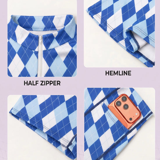 Plaid A-line with Built-In Mini Dresses - Fisoew