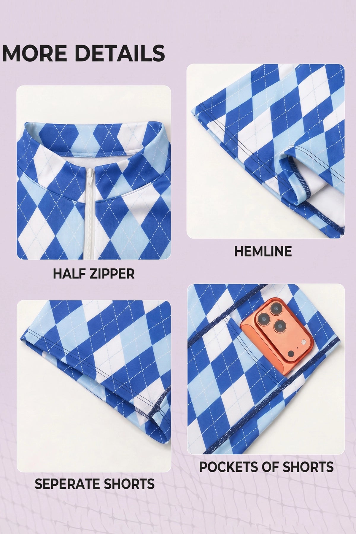 Plaid A-line with Built-In Mini Dresses - Fisoew