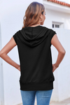 Fisoew Women's Black Sleeveless Zip Up Hoodies - Fisoew