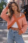 Reversible Wrap Long Sleeve Sweatshirt - Fisoew