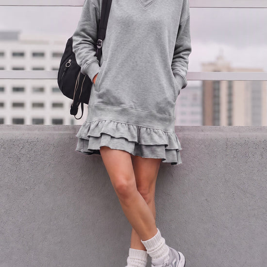 Turtleneck Hoodie Sweatshirt Mini Dresses - Fisoew