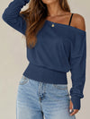 Off Shoulder Elastic Waist Solid Sweatshirts