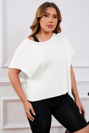 Fisoew Women's White Plus Size Open Back Workout Tops