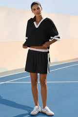 Women's Black Sporty Knit 2-Piece Outfit Fisoew