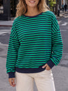 Round Neck Striped Long Sleeve Sweatshirts