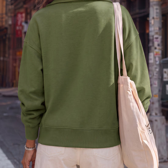 Lapel V Neck Pullover - Fisoew
