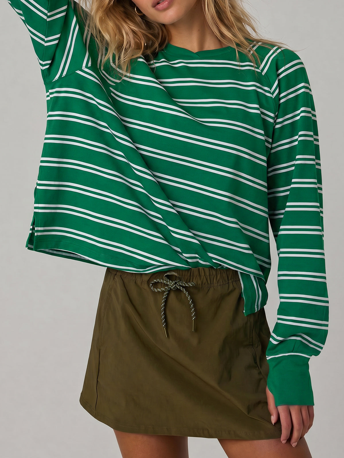 Soft Striped Long Sleeve T Shirt - Fisoew