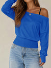 Off Shoulder Elastic Waist Solid Sweatshirts