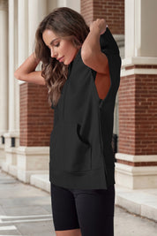 Fisoew Women‘s Black Oversized Half Zip Hoodies - Fisoew