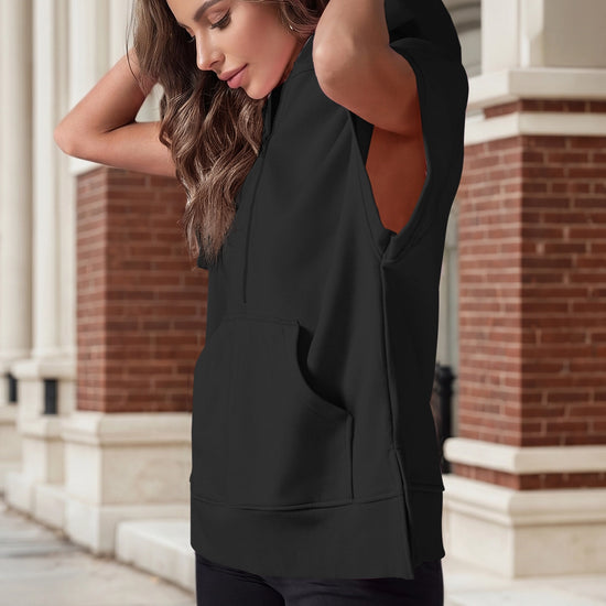 Fisoew Women‘s Black Oversized Half Zip Hoodies - Fisoew