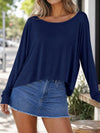Off Shoulder Solid Long Sleeve T-Shirts