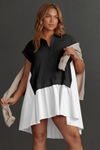 Fisoew Women's Black&white Oversized Patchwork Mini Dress - Fisoew