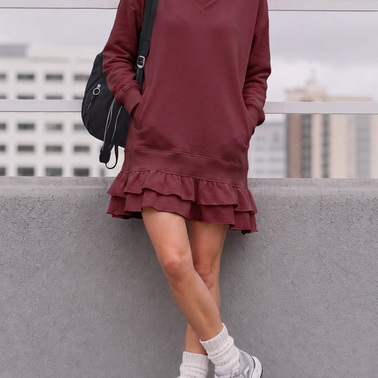 Turtleneck Hoodie Sweatshirt Mini Dresses - Fisoew
