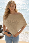 Fisoew Women's Khaki Sheer Shawl Boho Crochet Cover Ups - Fisoew