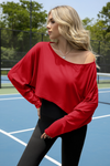 Womens Red Summer Off The Shoulder T Shirts Fisoew - Fisoew