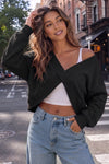 Reversible Wrap Long Sleeve Sweatshirt - Fisoew