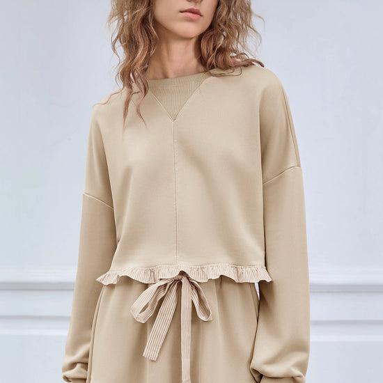Women's Khaki Color Block 2 Piece Lounge Sets Fisoew - Fisoew