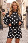 Polka Dot Sweatshirts With Short Sets