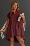 Fisoew Women's Burgundy Oversized Patchwork Mini Dress - Fisoew