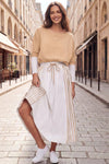 Long Sleeve Striped Drawstring Maxi Dresses