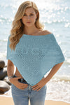 Fisoew Women's Sky Blue Sheer Shawl Boho Crochet Cover Ups - Fisoew